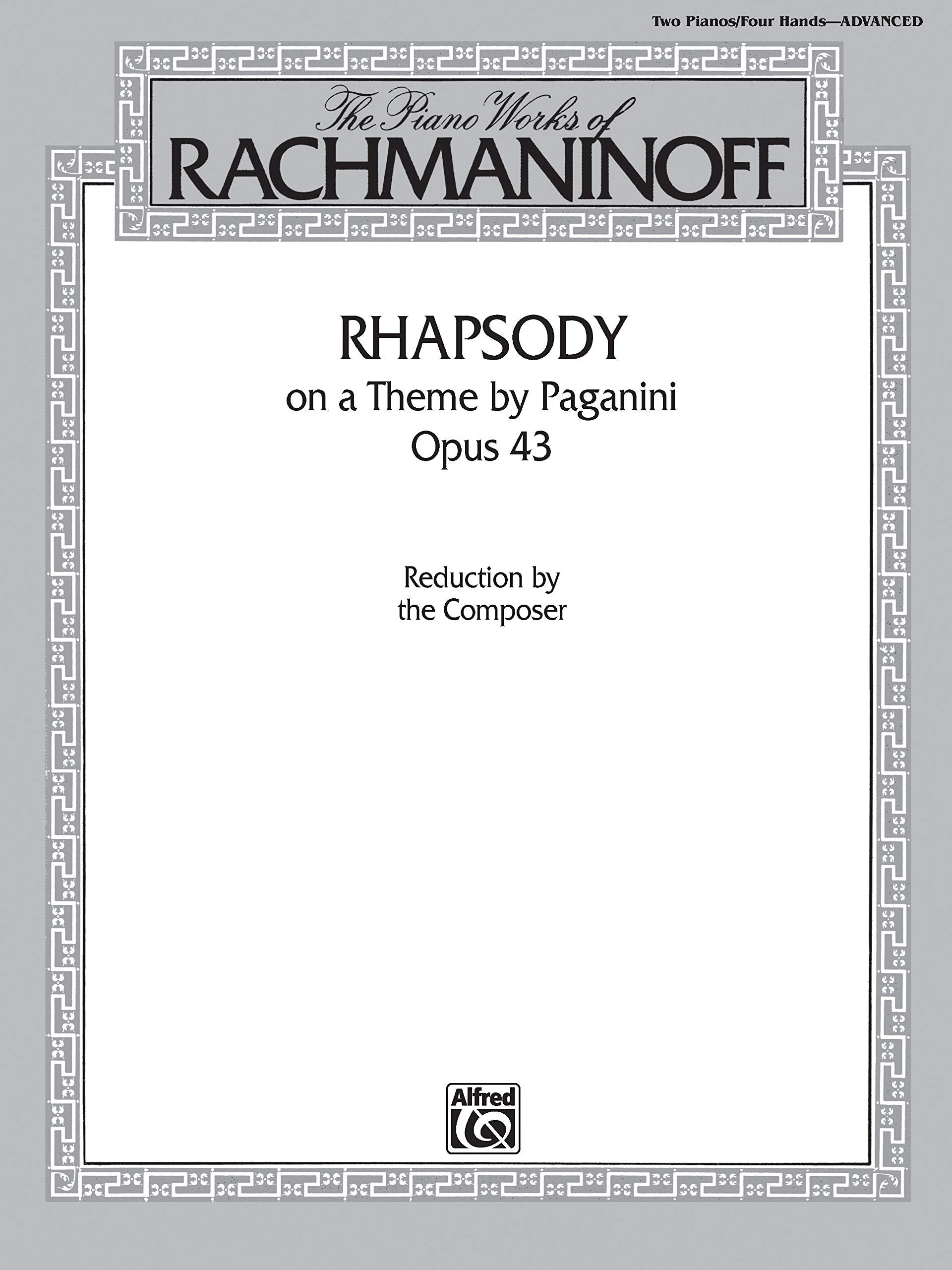 Rhapsody on a Theme by Paganini, Opus 43, for Two Pianos/Four Hands (Belwin Edition)