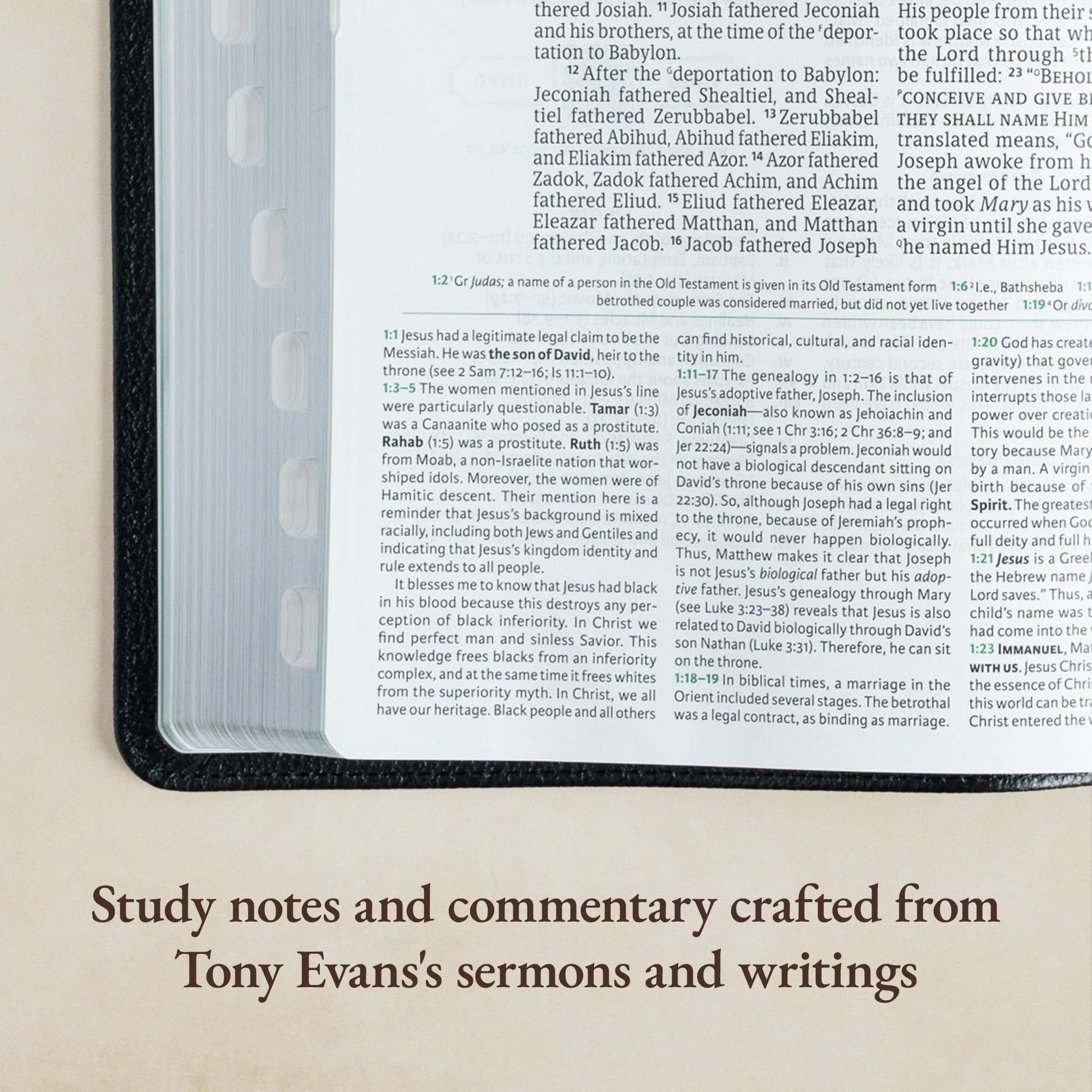 NASB Tony Evans Study Bible, Black Genuine Leather, Indexed, Black Letter, Study Notes and Commentary, Articles, Videos, Charts, Easy-to-Read Bible Karmnina Type