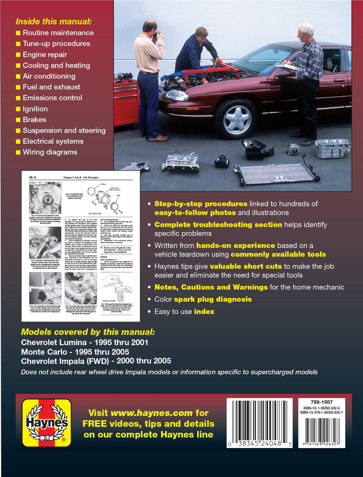 Chevrolet Lumina, Monte Carlo & Impala FWD (1995-2005) Haynes Repair Manual (Does Not Include Information Specific to Rear-Wheel Drive Impala Models or Supercharged Models)