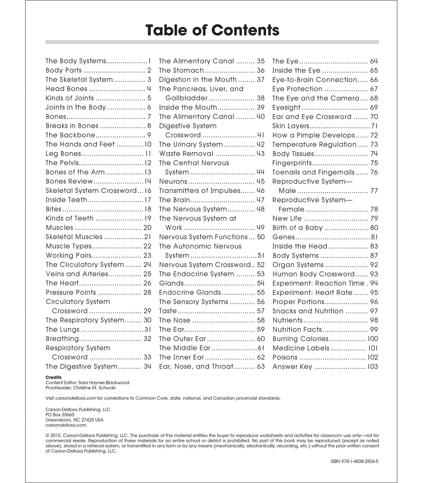 Carson Dellosa The 100+ Series: Human Body Workbook-Grades 5-8 Science Book, Human Anatomy, Bones, Muscles, Organs, the Nervous System, Health and Nutrition (128 pgs)