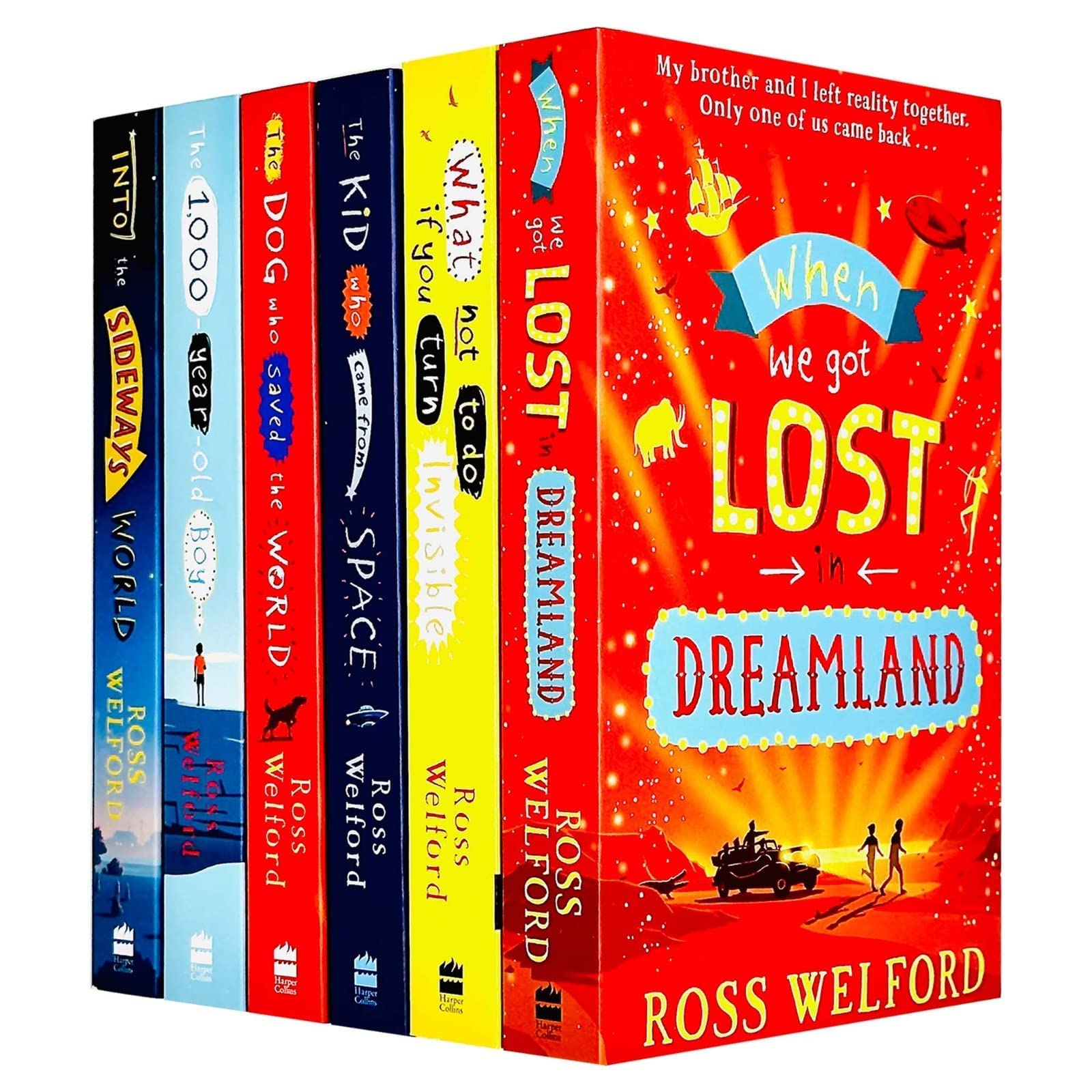 Ross Welford Collection 6 Books Set (The Dog Who Saved the World,What Not to Do If You Turn Invisible,Kid Who Came from Space,1000-year-old Boy,Into the Sideways World,When We Got Lost in Dreamland)