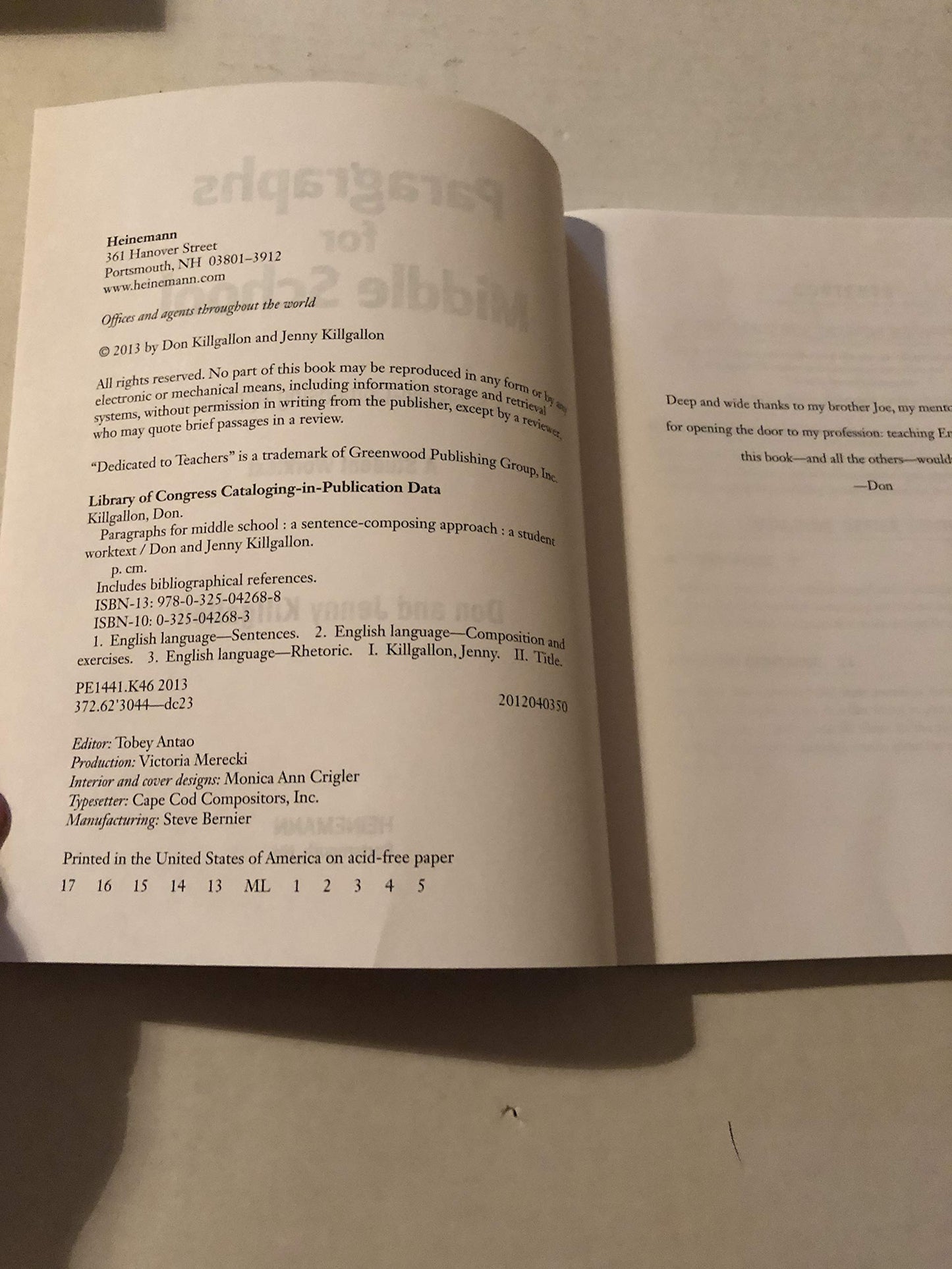 Paragraphs for Middle School: A Sentence-Composing Approach