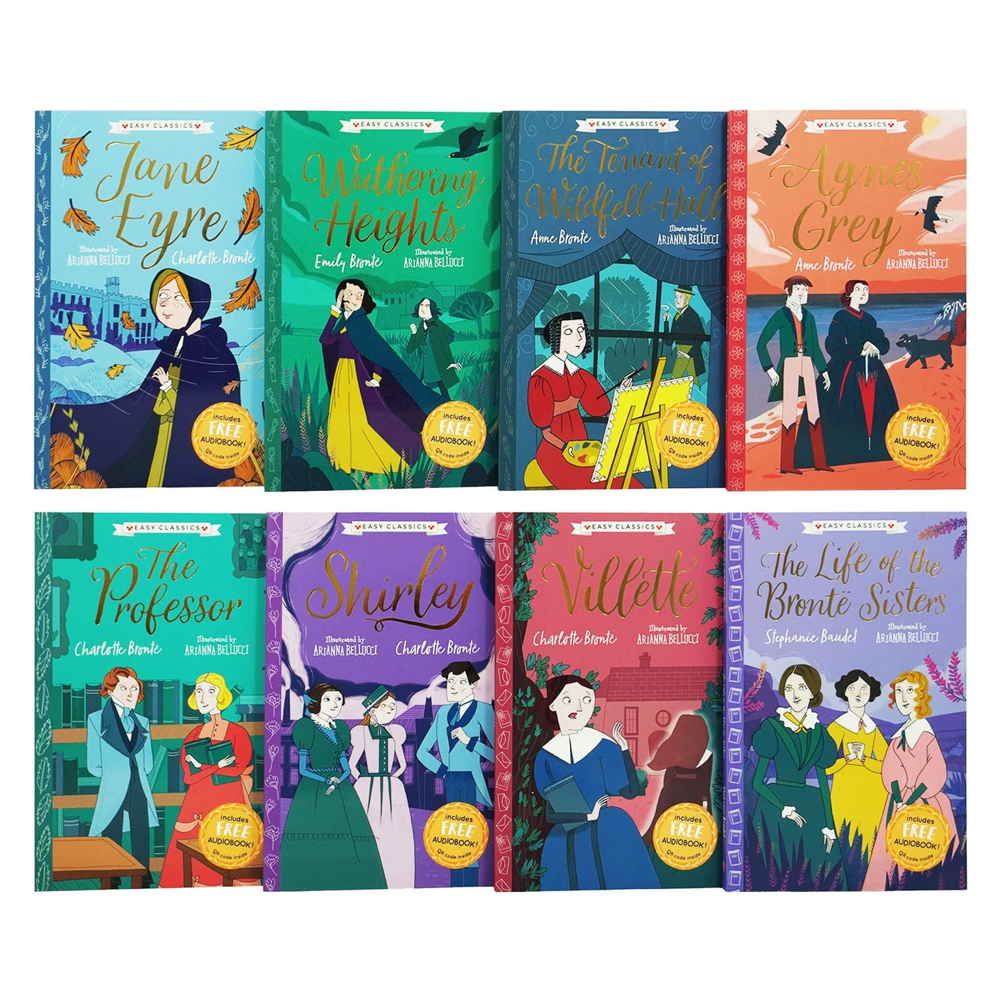 The Complete Bronte Sisters Children's Collection (Easy Classics) 8 Book Box Set (Wuthering Heights, Jane Eyre ... Villette, The Life of the Bronte Sisters Children's Biography)