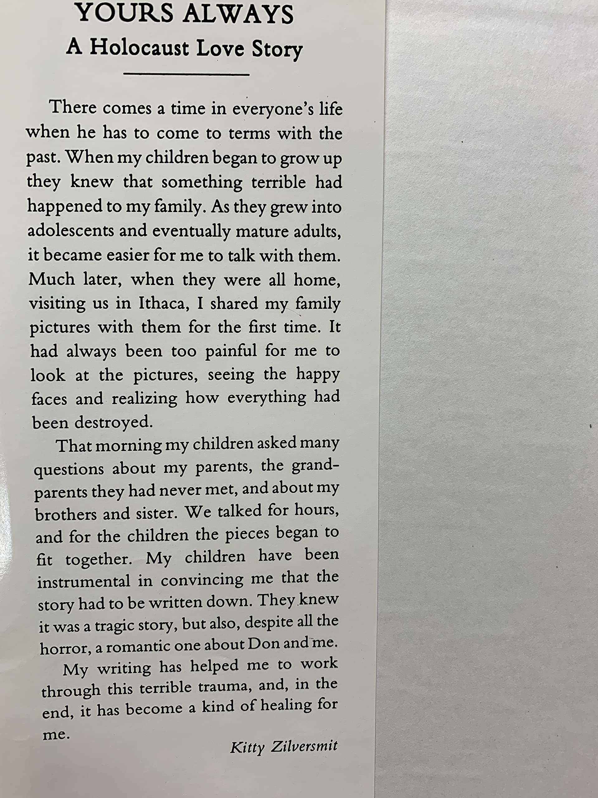 Yours Always: A Holocaust Love Story (Occasional Publications of the Department of Near Eastern Studies and the Program of Jewish Studies, Cornell University, V. 2)