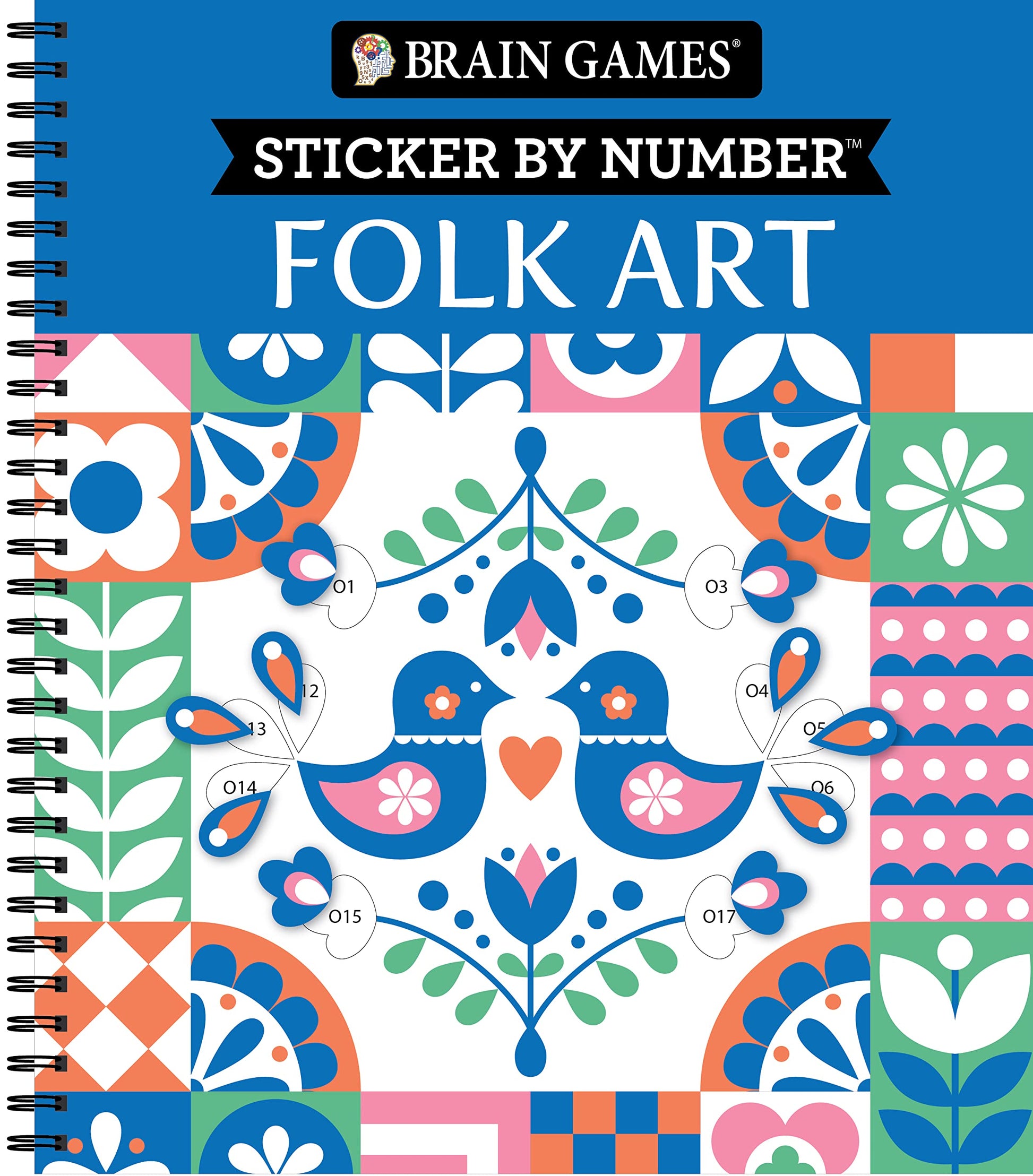Brain Games - Sticker by Number: Folk Art (28 Images to Sticker)