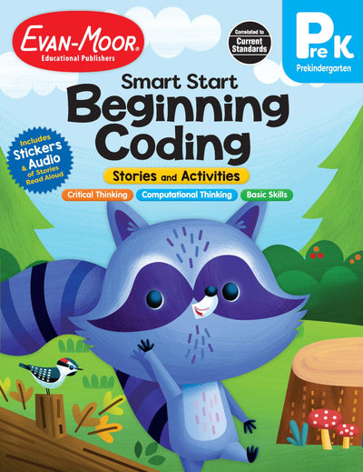 Evan-Moor Smart Start Beginning Coding, Grade PreK, Activity Workbook, Includes Stickers and Audio Read Along, Basic Skills, Critical Thinking, ... Beginning Coding Stories and Activities)