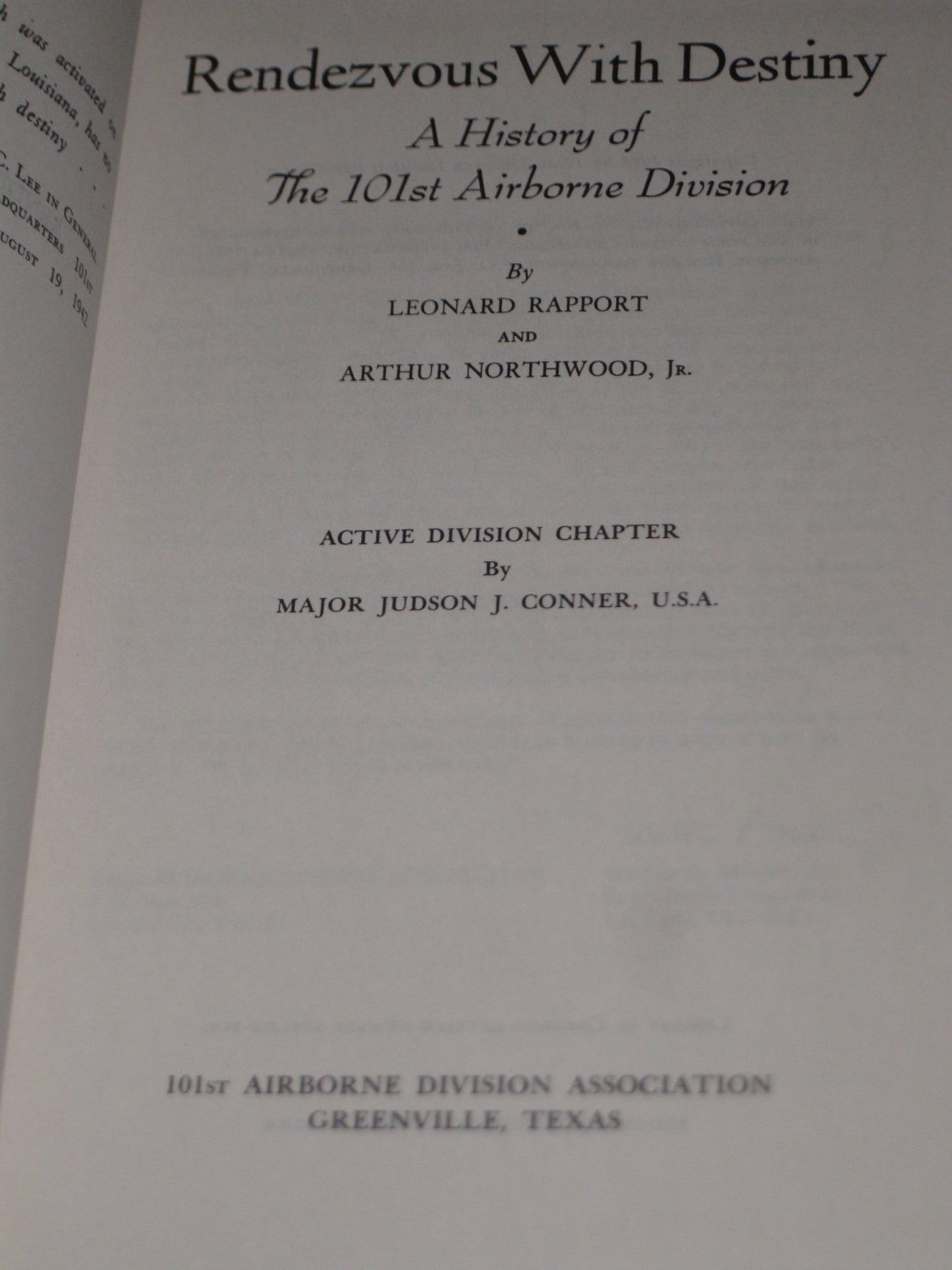 Rendezvous With Destiny: A History Of The 101st Airborne Division