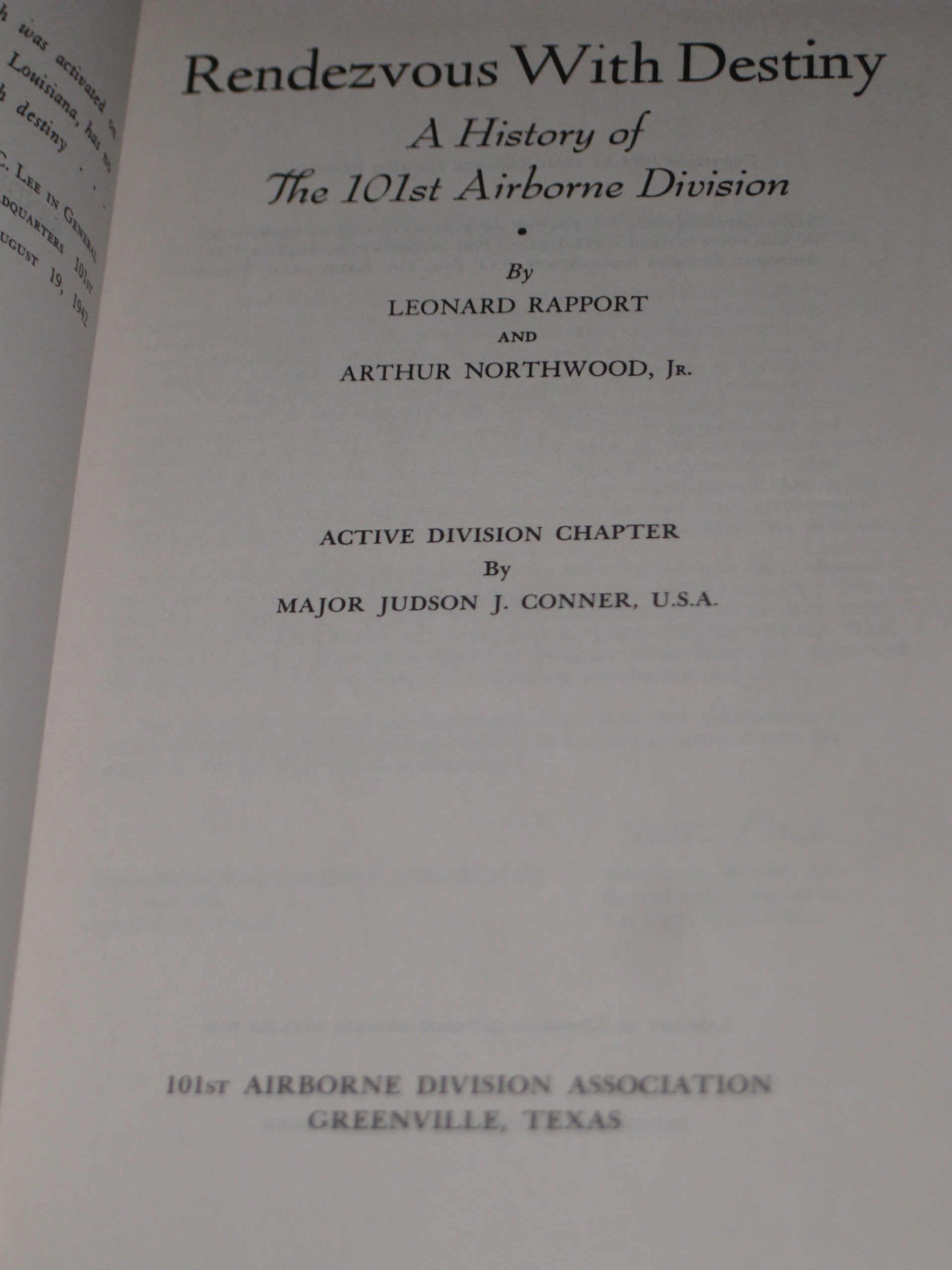 Rendezvous With Destiny: A History Of The 101st Airborne Division