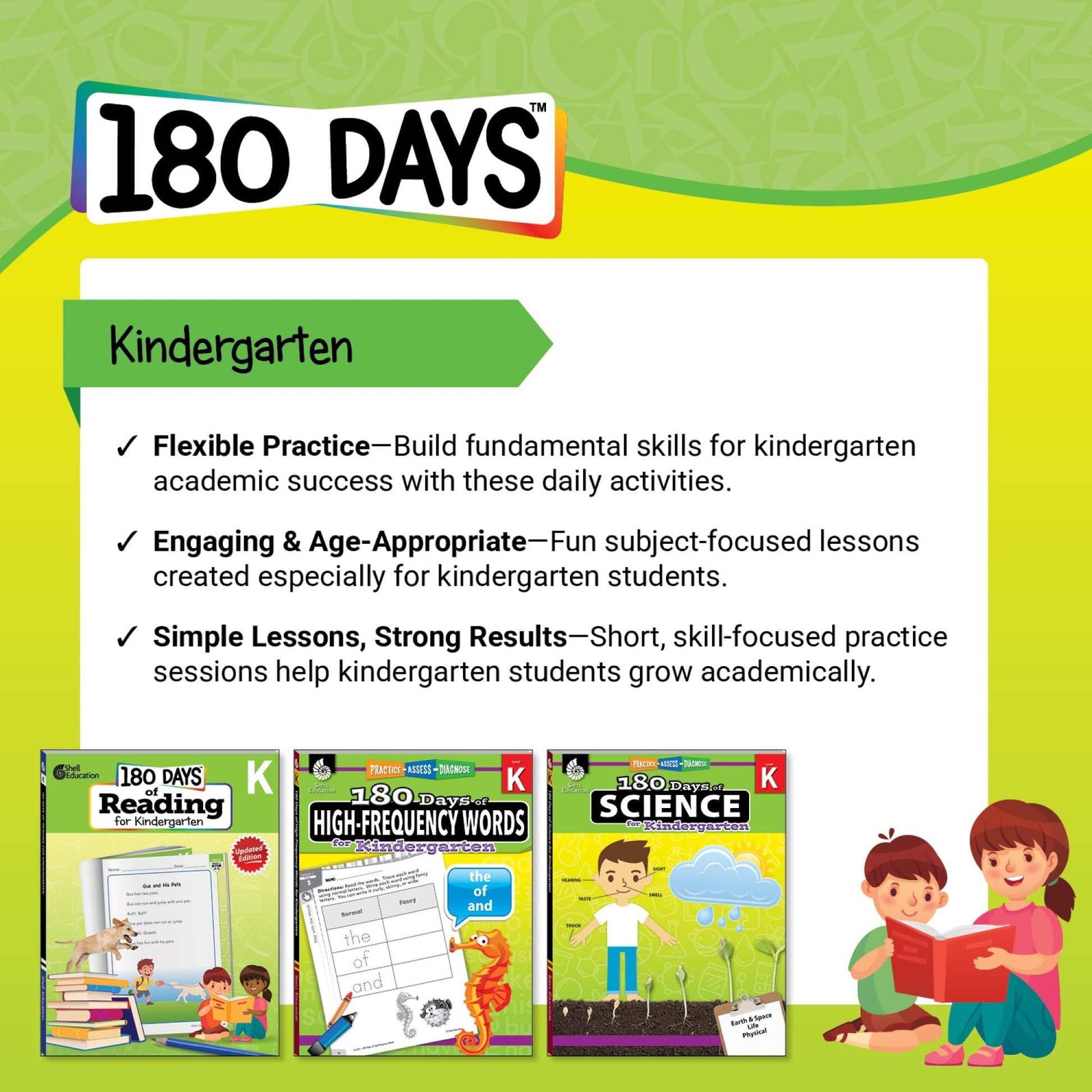 180 Days: Language for Kindergarten Practice Workbook for Classroom and Home, Cool and Fun Practice Created by Teachers