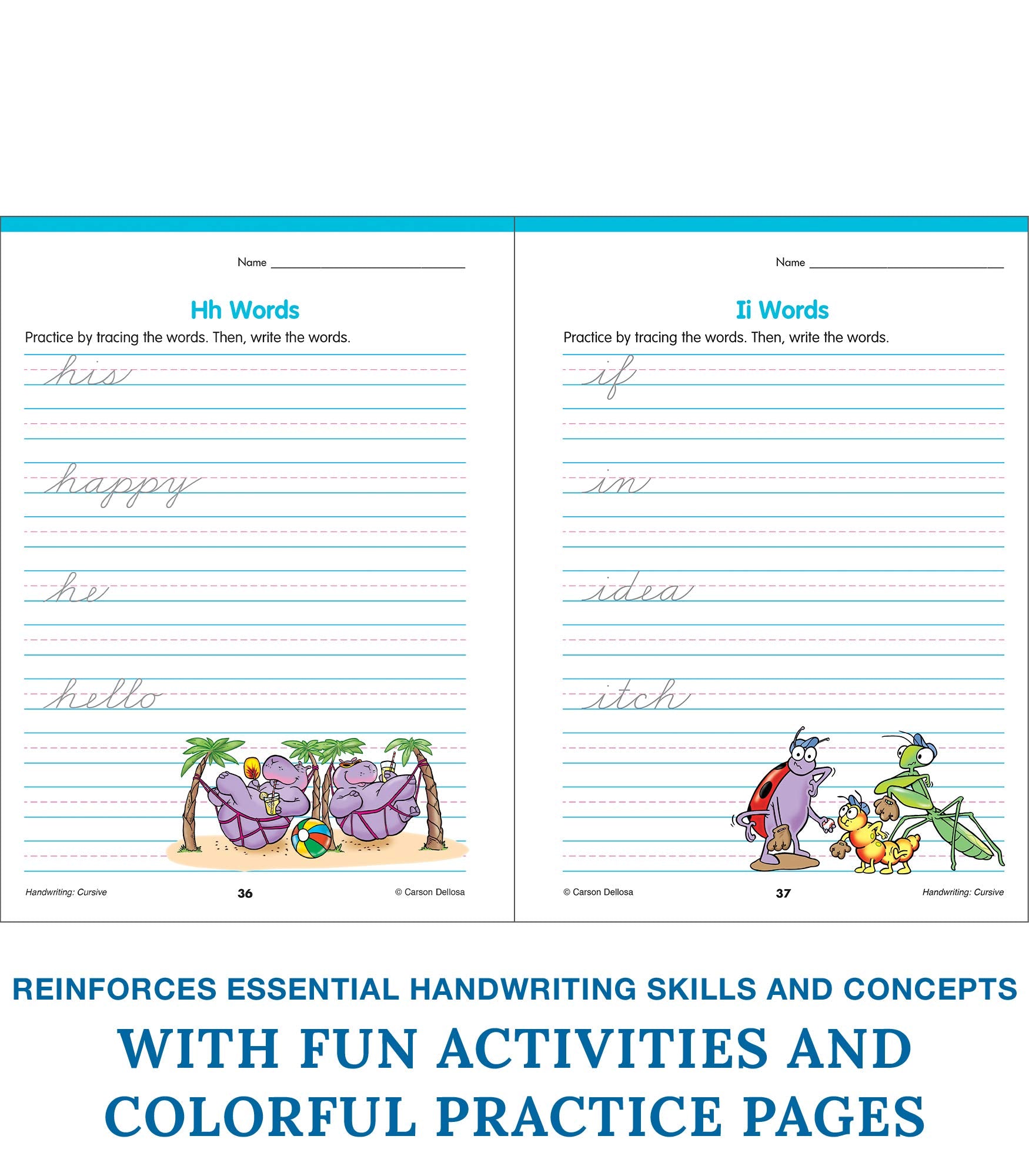 Carson Dellosa Grades 2-5 Cursive Handwriting Workbook, Writing Book With Sight Words, Sentences, and Letter Tracing Activities, Classroom or Homeschool Curriculum