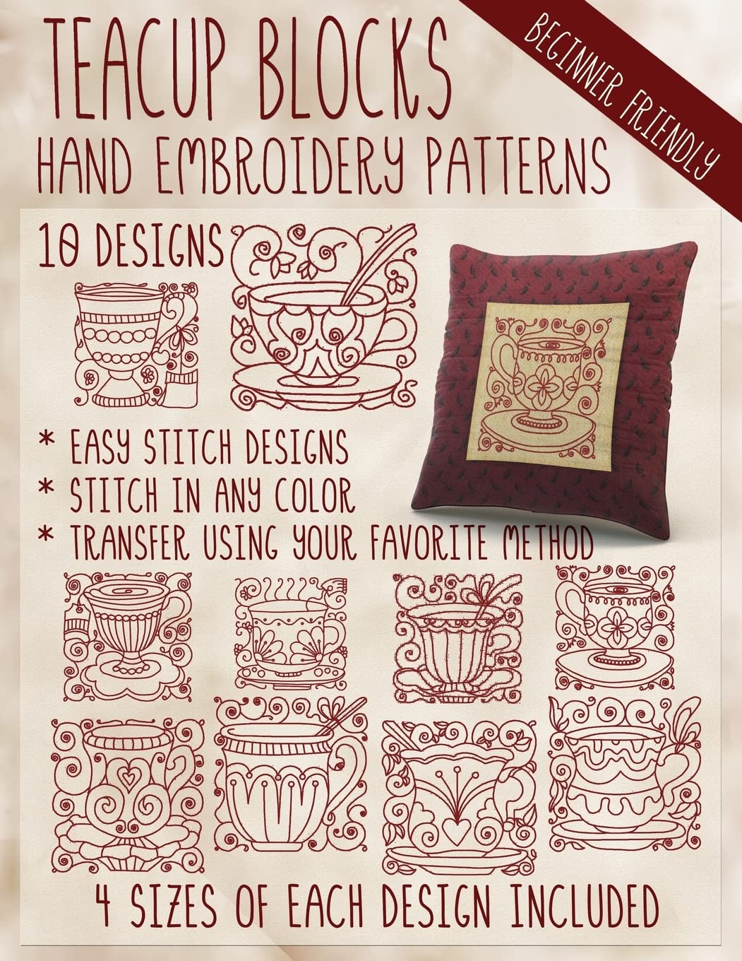 Teacup Blocks Hand Embroidery Patterns