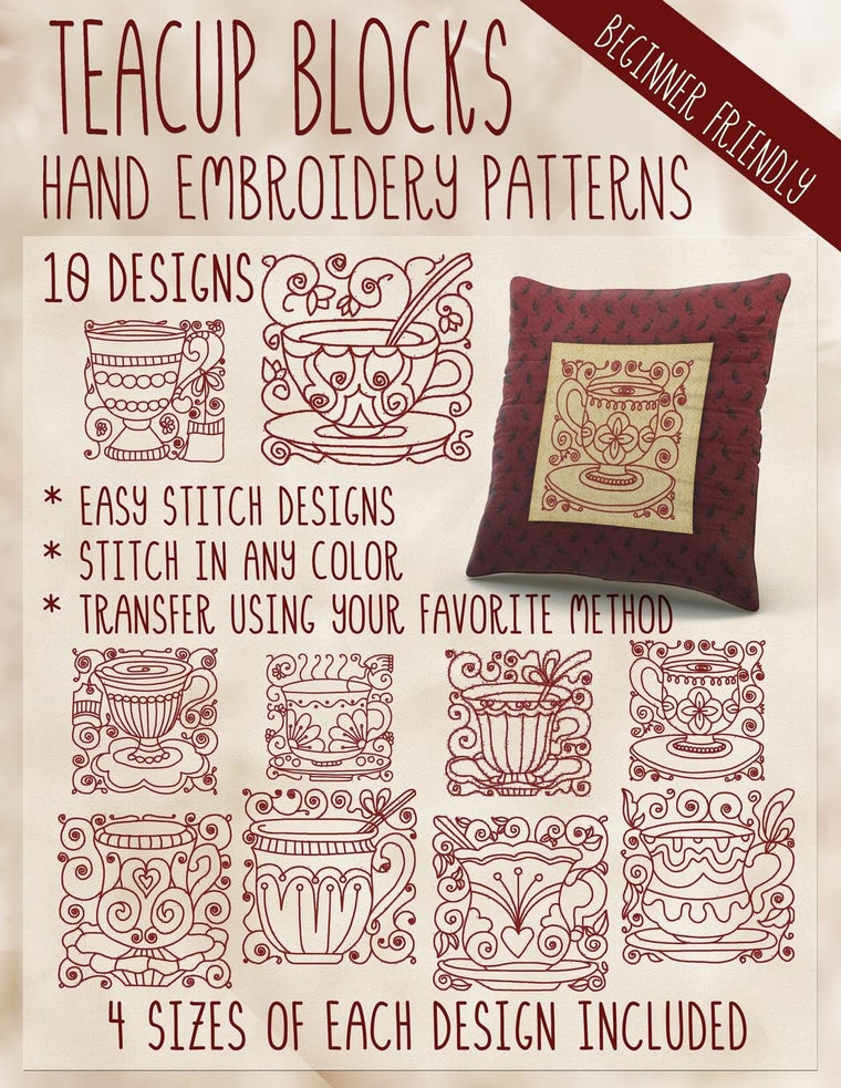 Teacup Blocks Hand Embroidery Patterns