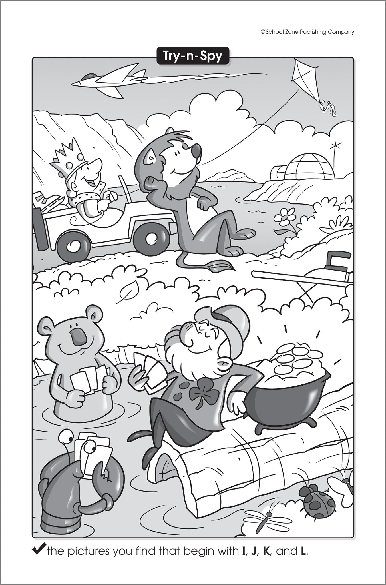 School Zone - My First Try-n-Spy Workbook - Ages 5 to 7, Kindergarten to 1st Grade, Activity Pad, Search & Find, Picture Puzzles, Hidden Pictures, and More (School Zone Little Busy Book Series)