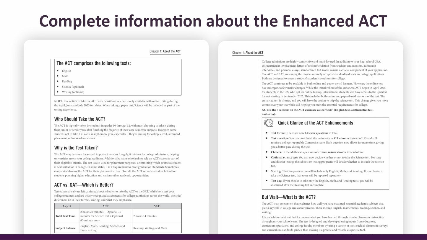 ACT Practice Tests: 2026-2027; 800+ Questions for the Enhanced ACT  6 Full-length Tests + Detailed Answer Explanations + Online Scoring Tool + Companion Notes (Test Prep Series)