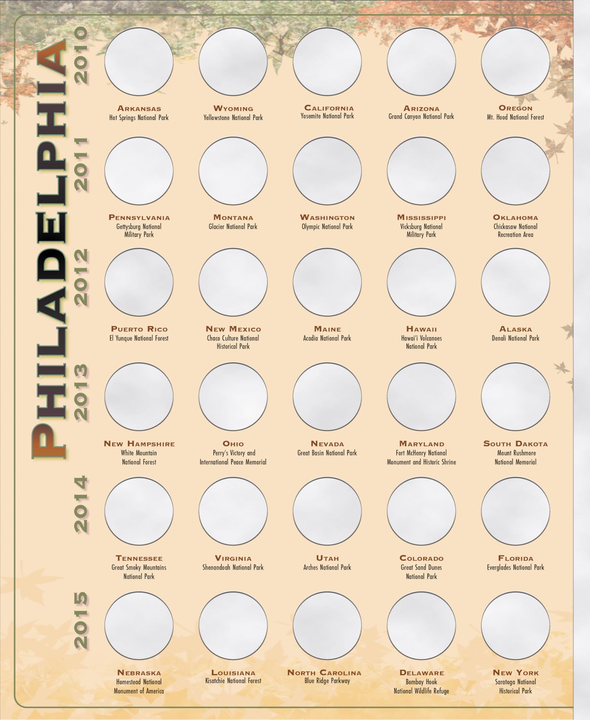 Official Whitman Collector's Edition Coin Folder - National Park Quarters: 2010-2021