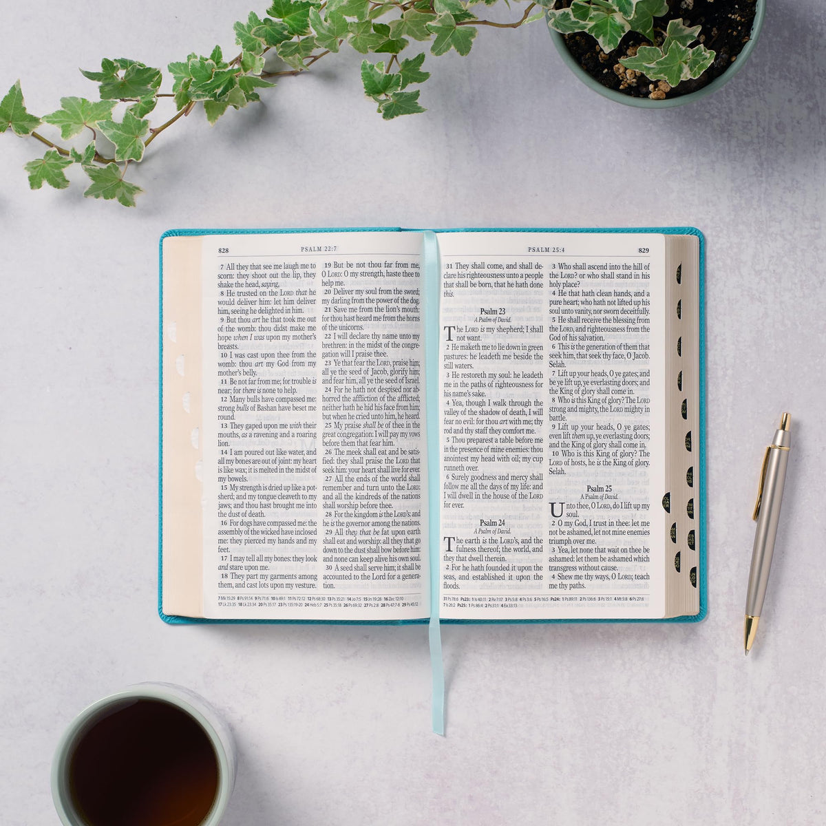 KJV Holy Bible, Giant Print Standard Size Faux Leather Red Letter Edition - Thumb Index & Ribbon Marker, King James Version, Teal Floral (KJV Standard GP Editions)