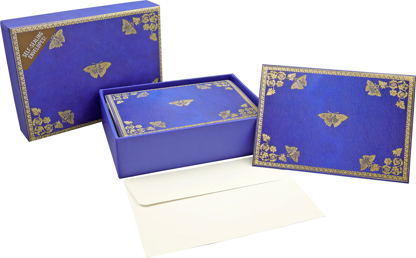 Gilded Butterflies Note Cards (14 cards, 15 self-sealing envelopes)