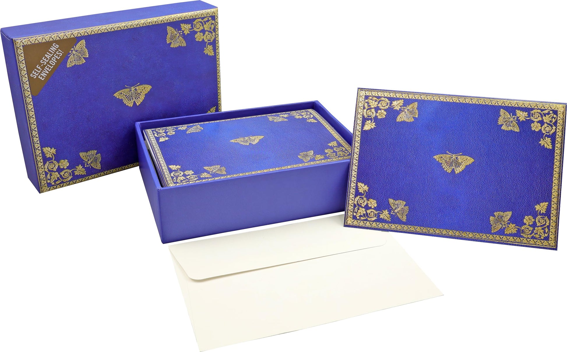 Gilded Butterflies Note Cards (14 cards, 15 self-sealing envelopes)