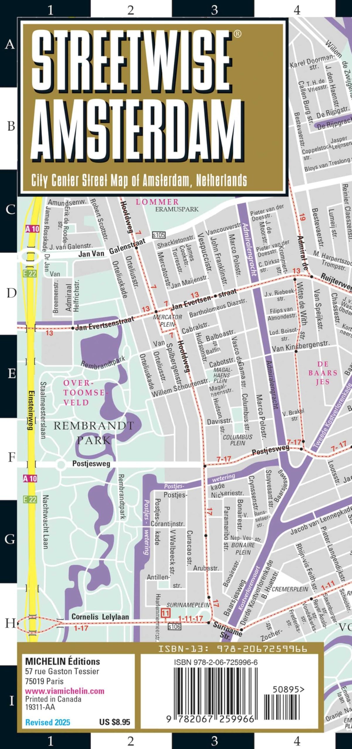 Streetwise Amsterdam Map: Laminated City Center Street Map of Amsterdam, Netherlands (Michelin Streetwise Maps)