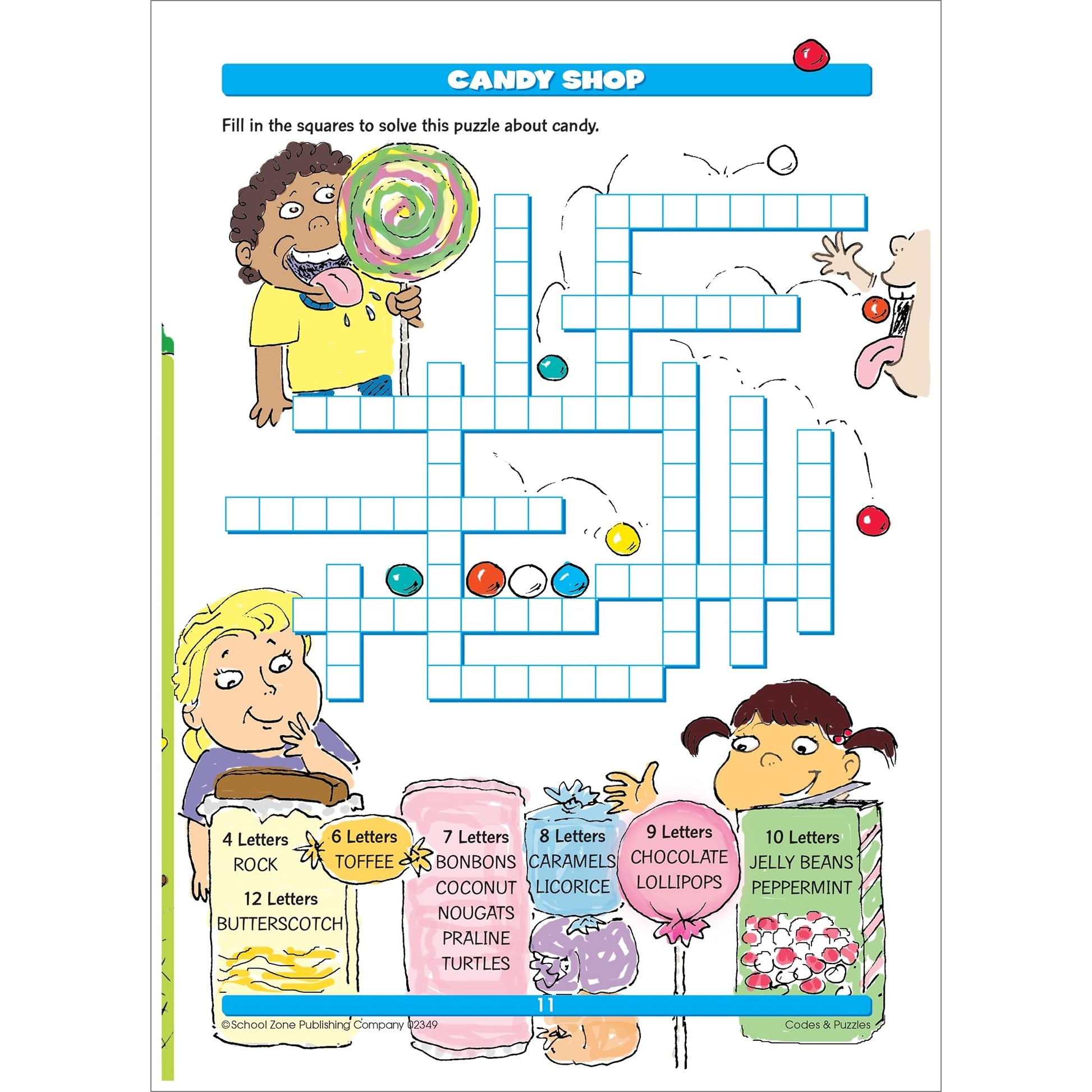 School Zone Codes & Puzzles Workbook: 64 Pages, 2nd Grade, 3rd Grade, Crossword Puzzles, Word Searches, Games, Riddles, Problem-Solving, Ages 7+ (Activity Zone Book Series)
