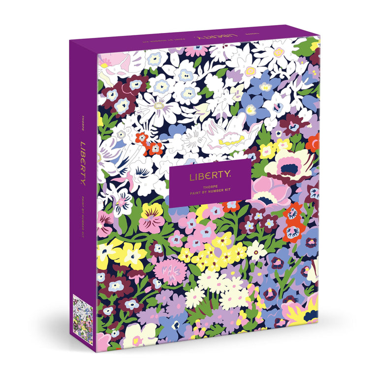 Galison Liberty Thorpe - DIY 9 x 12 Paint by Number Kit with Iconic Liberty Print Art for Beginners and Experts Includes Paint and Brushes