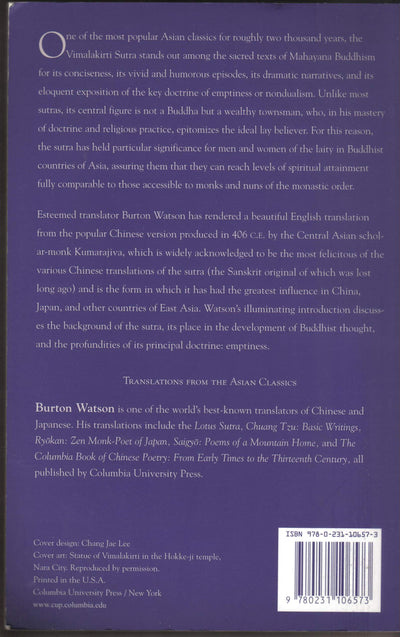 The Vimalakirti Sutra by Watson, Burton
