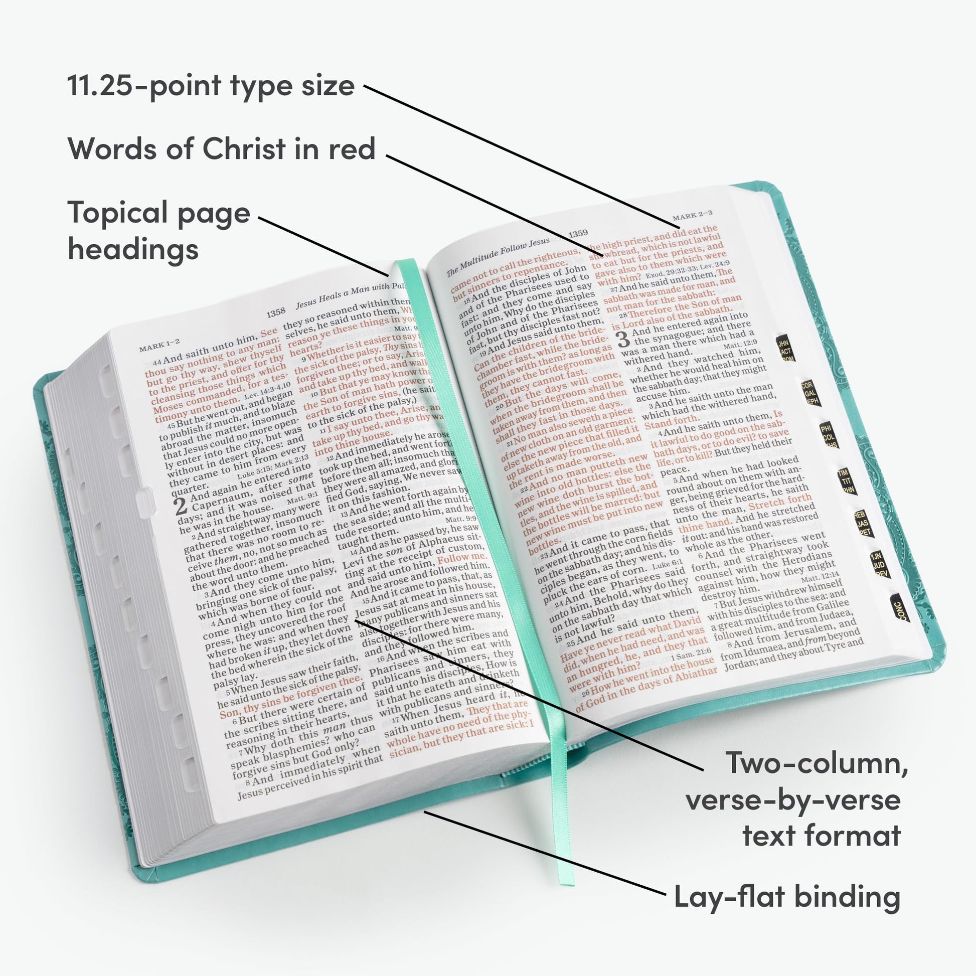 KJV Large Print Personal Size Reference Bible, Teal LeatherTouch Indexed, KJV Holy Bible, Red Letter, Pure Cambridge Text, Presentation Page, Cross-References, Full-Color Maps