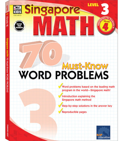 Singapore Math - 70 Must-Know Word Problems Workbook for 4th