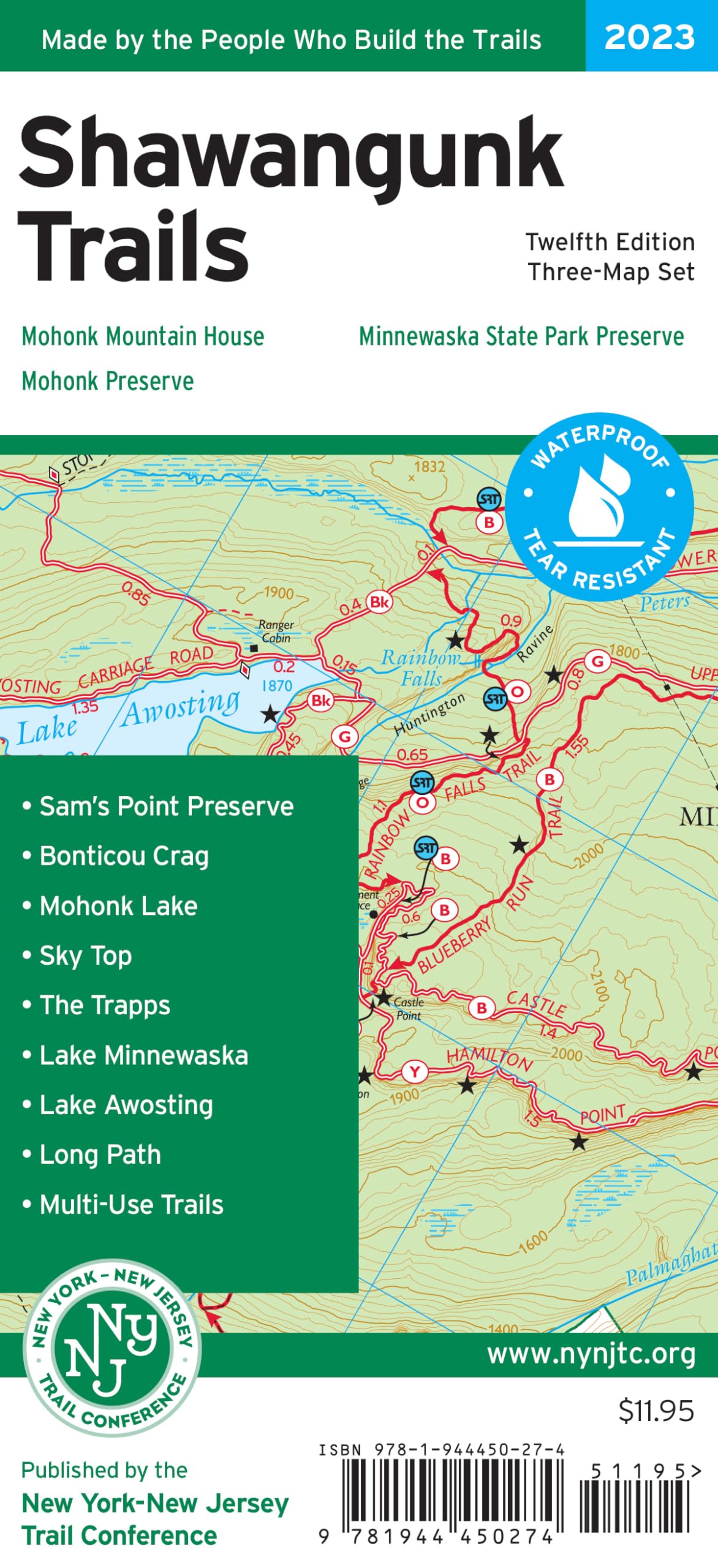 Shawangunk Trails Map, 2023: Minnewaska State Park Preserve, Mohonk Preserve, Mohonk Mountain House