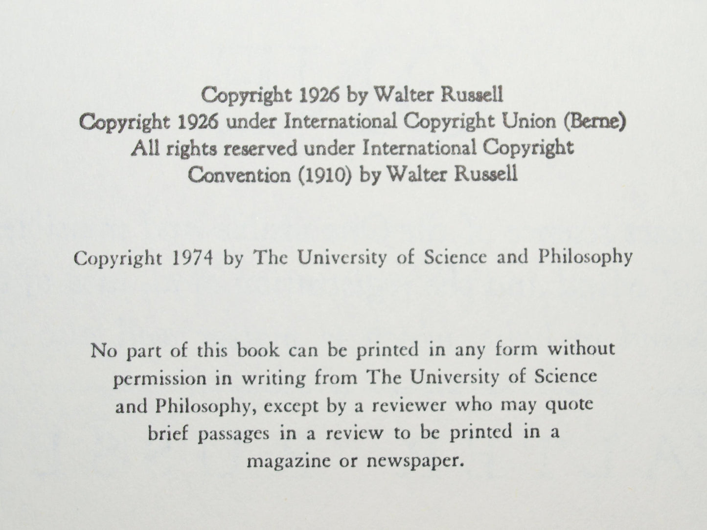 The Universal One by Walter Russell (Hardcover)