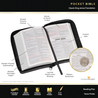 KJV Holy Bible, Mini Pocket Size, Faux Leather Red Letter Ed