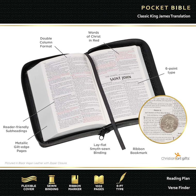 KJV Holy Bible, Mini Pocket Size, Faux Leather Red Letter Ed