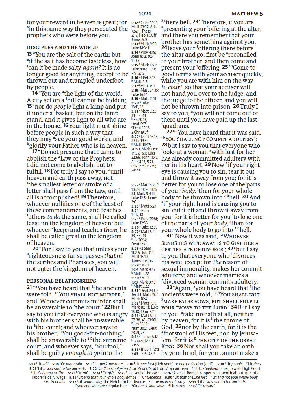 NASB Large Print Ultrathin Reference Bible, Brown, Leathertex, 2020 text