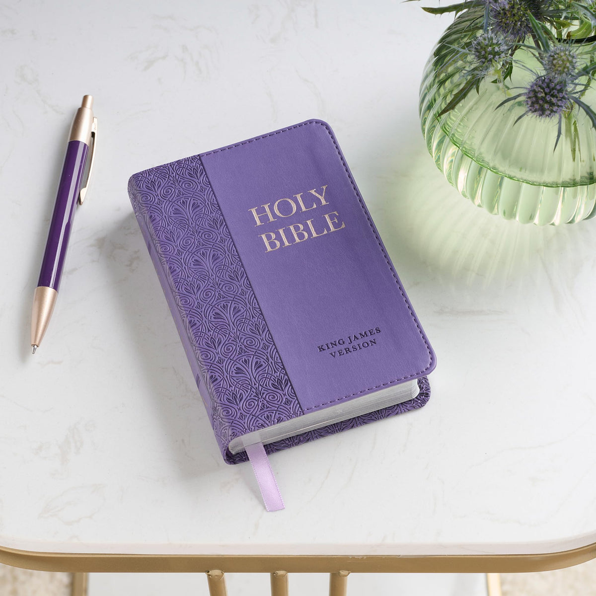 KJV Holy Bible, Mini Pocket Size, Faux Leather Red Letter Edition - Ribbon Marker, King James Version, Purple (KJV Pocket Editions)
