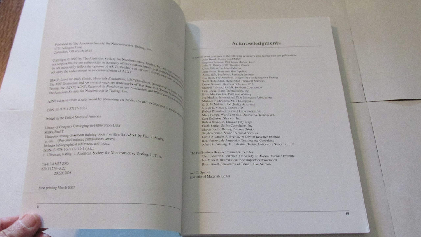 Ultrasonic Testing Classroom Training Book