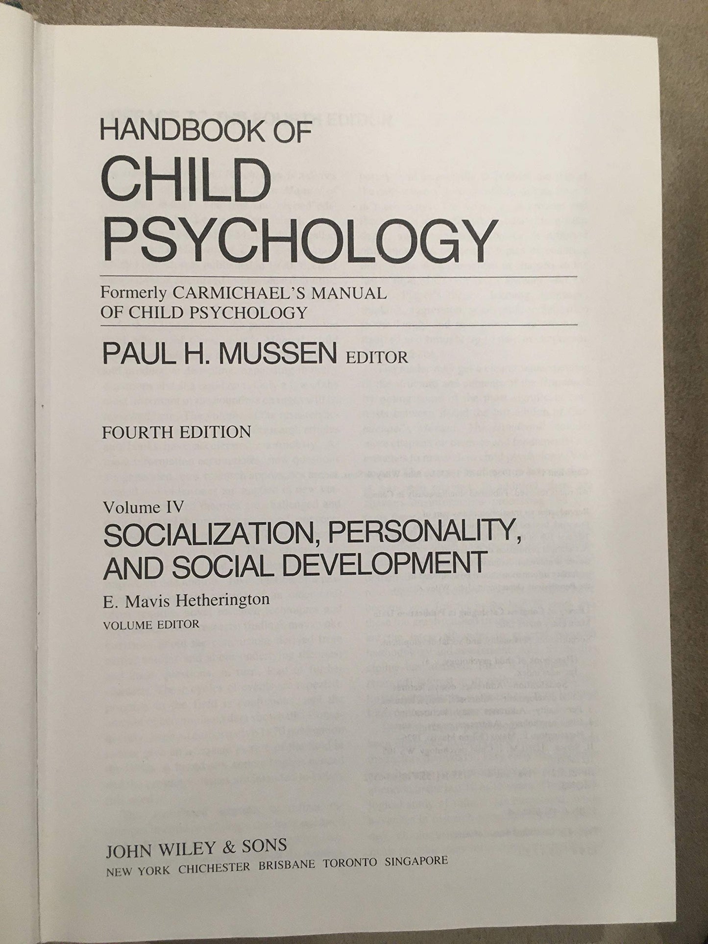 Handbook of Child Psychology, Socialization, Personality and