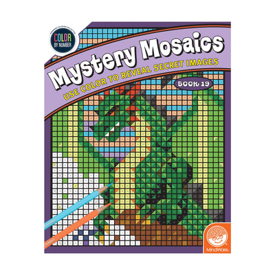 MindWare Color By Number Mystery Mosaics: Coloring Book 19 - Color by Number Book for Kids 6 and Up with 18 Perforated Pages of 18 Captivating Images Disguised as Numbered Squares