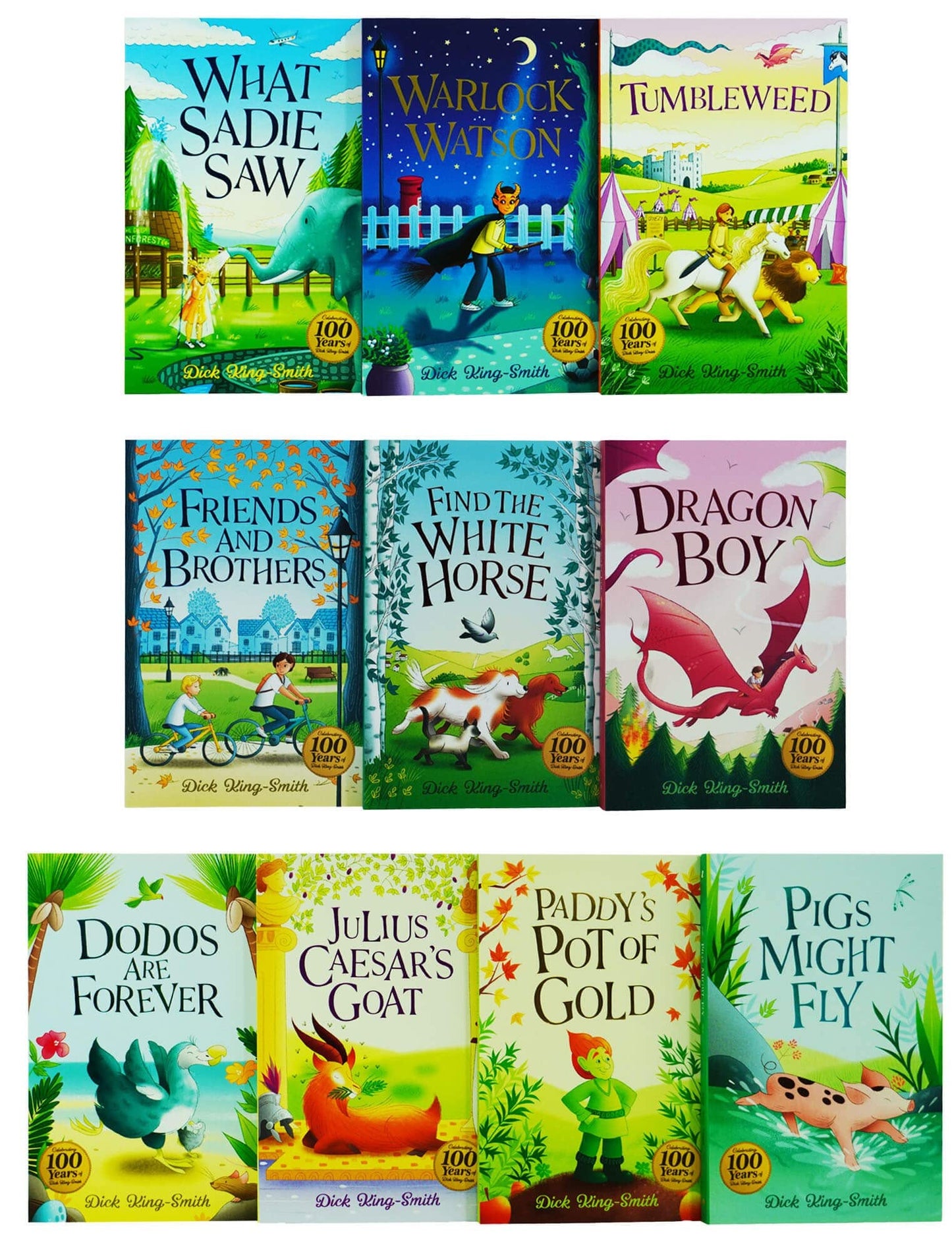 Dick King-Smith 10 Books Collection Centenary Box Set (Daggie Dogfoot, Julius Caesar's Goat, Paddy's Pot of Gold, Dodos are Forever, Dragon Boy, Find ... Warlock Watson and What Sadie Saw)