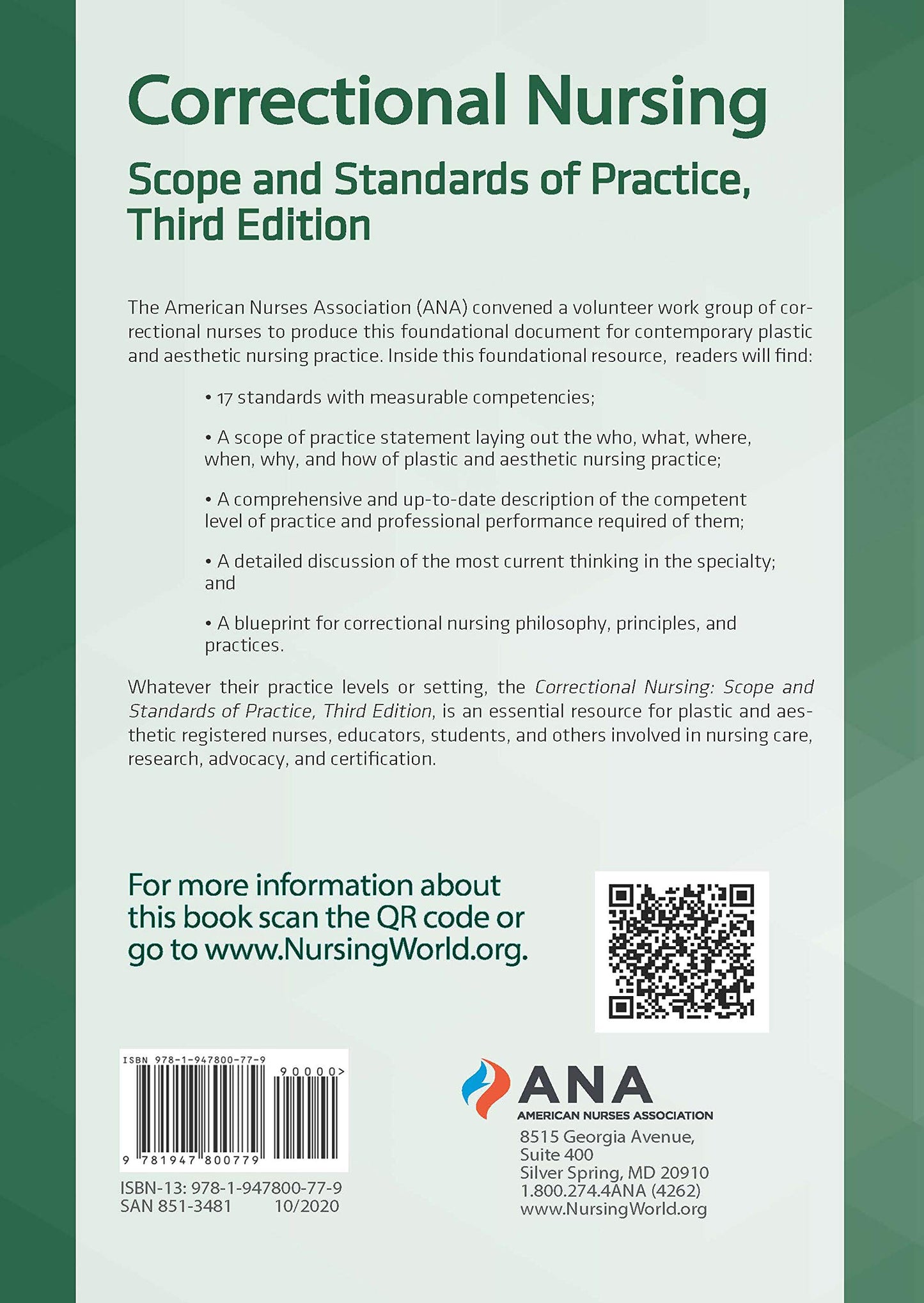 Correctional Nursing: Scope and Standards of Practice, Third Edition