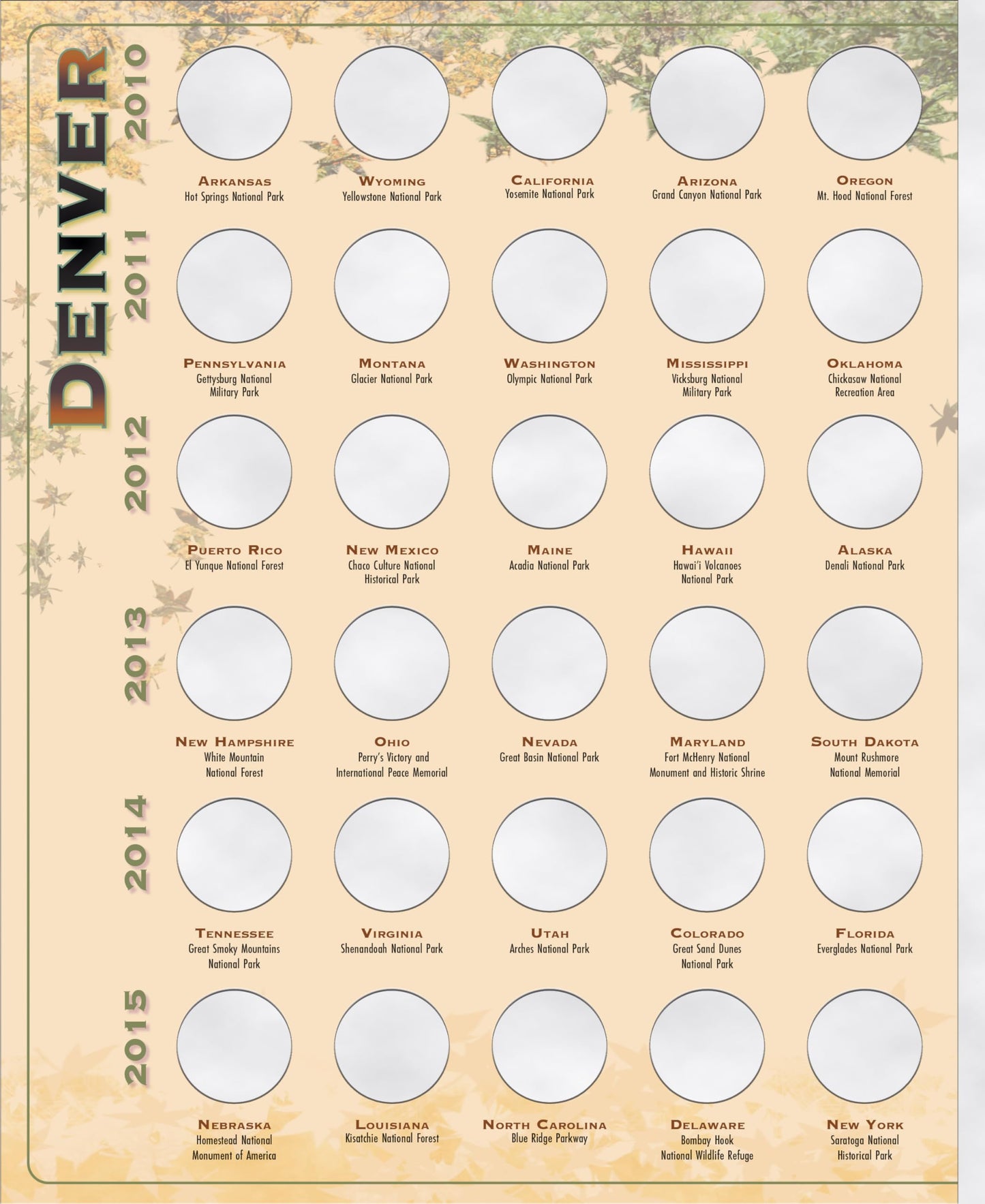 Official Whitman Collector's Edition Coin Folder - National Park Quarters: 2010-2021