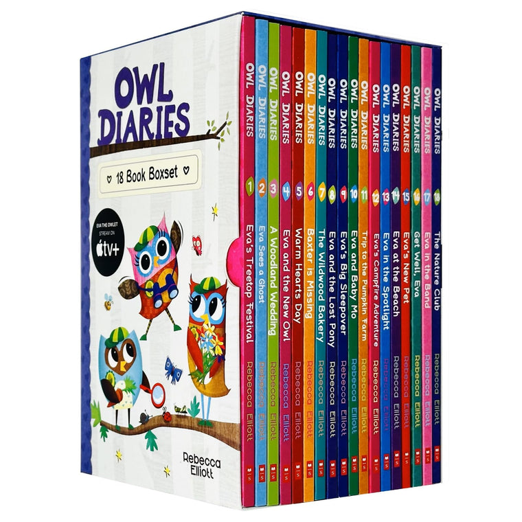 Owl Diaries Collection 1-18 Books Box Set By Rebecca Elliott (Eva's Treetop Festival, Eva Sees a Ghost, A Woodland Wedding, Eva and the New Owl, Warm Hearts Day, Baxter Is Missing & More)