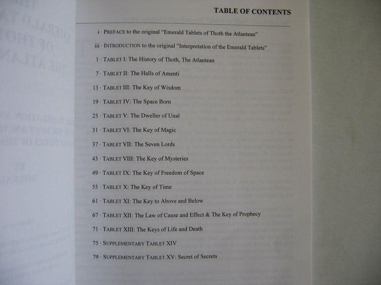 The Emerald Tablets of Thoth The Atlantean — back cover