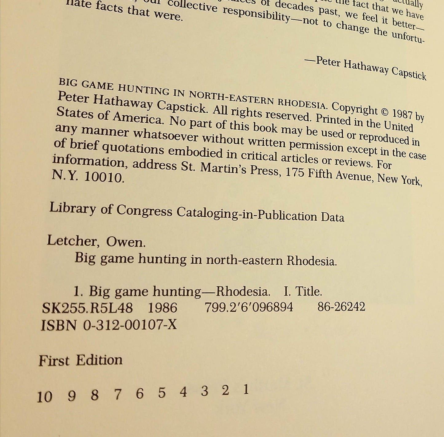 Big Game Hunting in North-Eastern Rhodesia (The Peter Capstick Library)