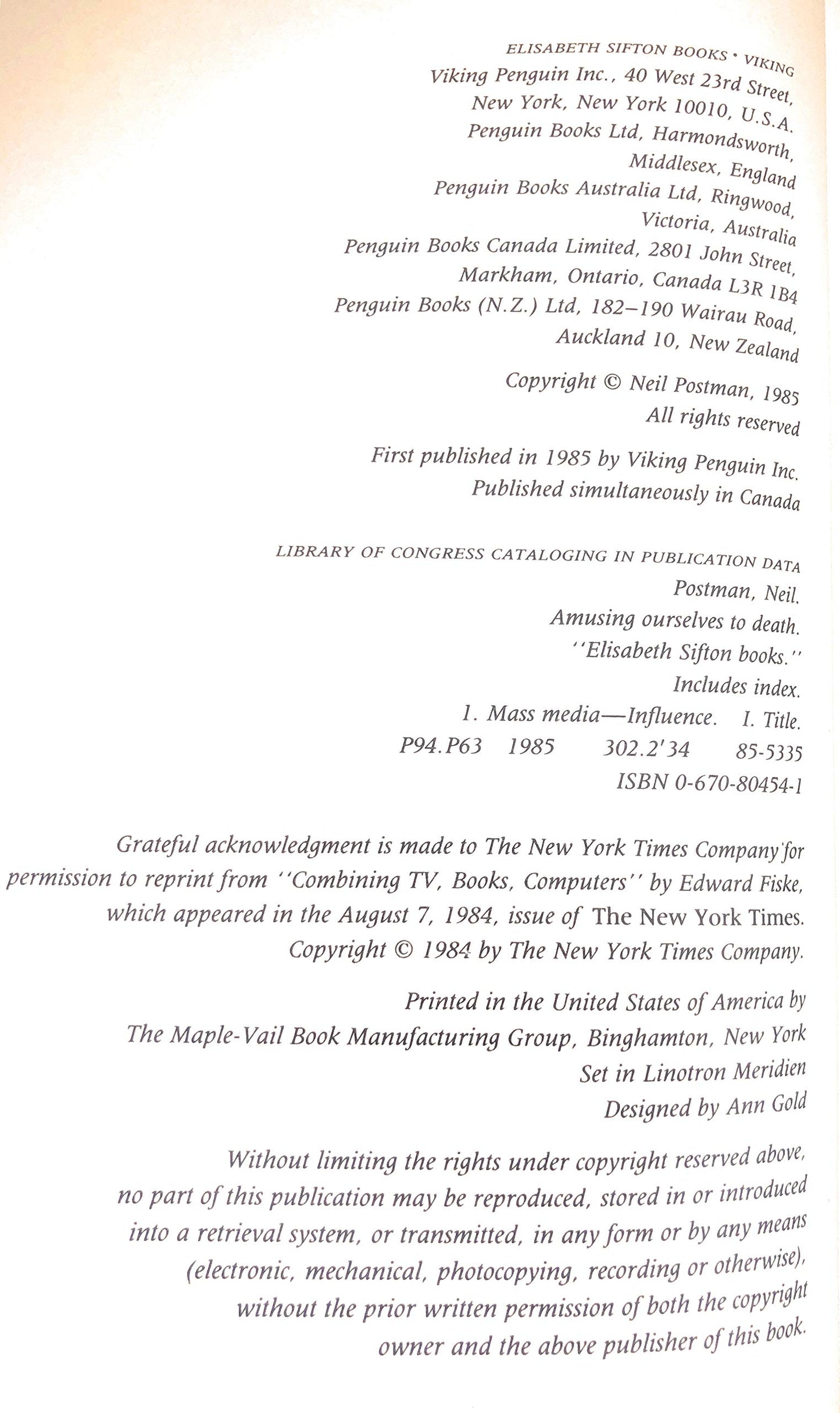Amusing Ourselves to Death: Public Discourse in the Age of S
