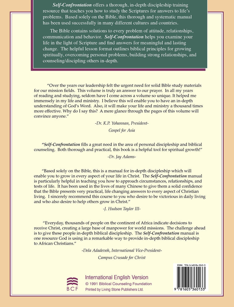 Self-Confrontation: A Manual for In-Depth Biblical Discipleship — back cover