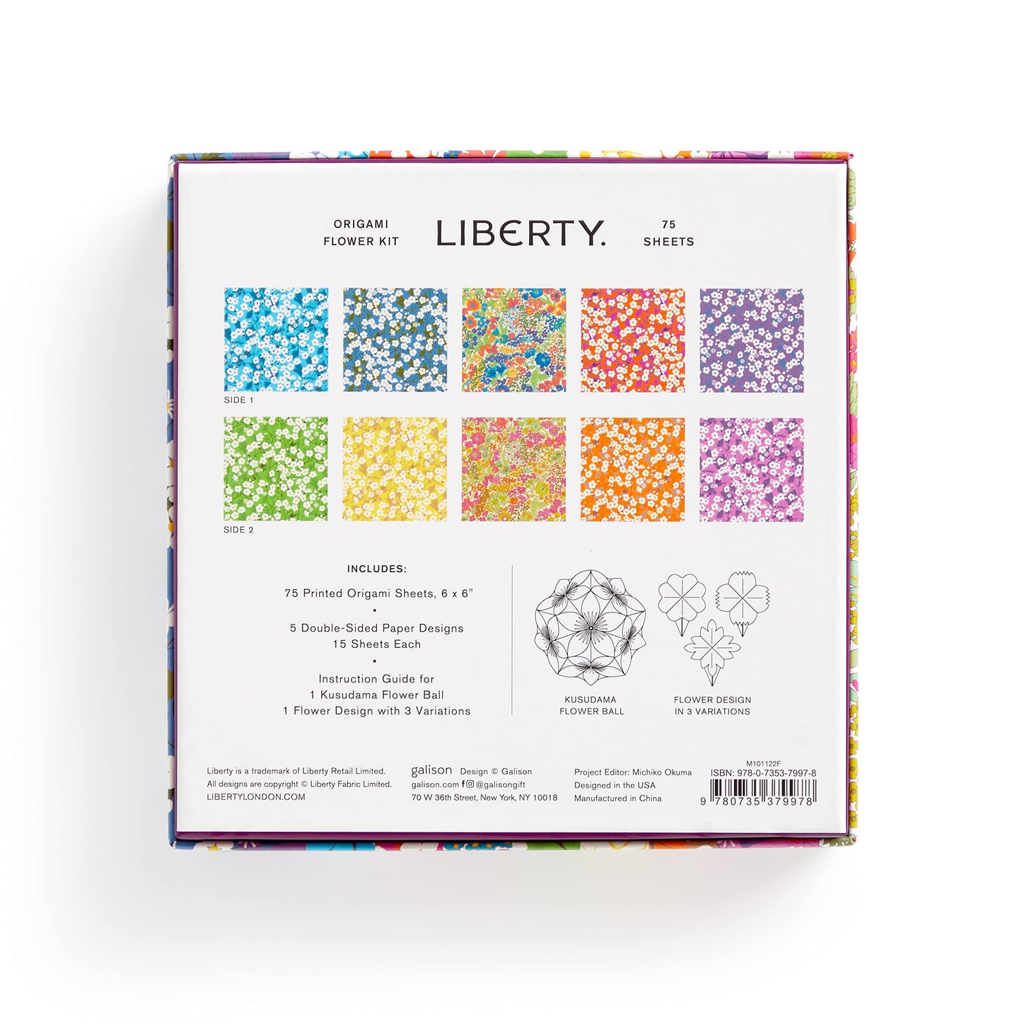 Galison Liberty Classic Floral - Origami Flower Kit Featuring Classic Japanese Design Inspired Mitsi Prints with 75 Sheets and Instructions for Kusudama Flower Ball