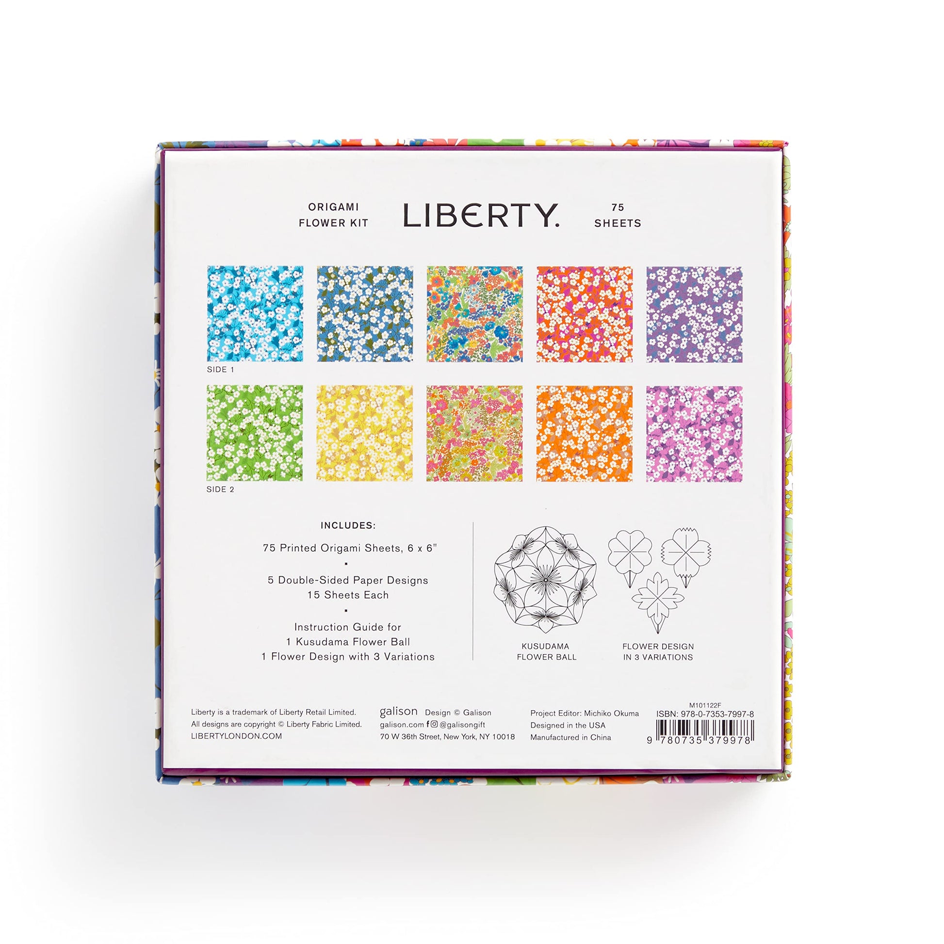 Galison Liberty Classic Floral - Origami Flower Kit Featuring Classic Japanese Design Inspired Mitsi Prints with 75 Sheets and Instructions for Kusudama Flower Ball
