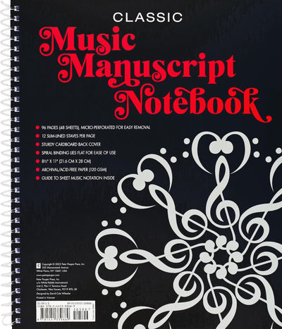 Music Manuscript Notebook (Regular Staff. Perforated Pages for easy removal.)
