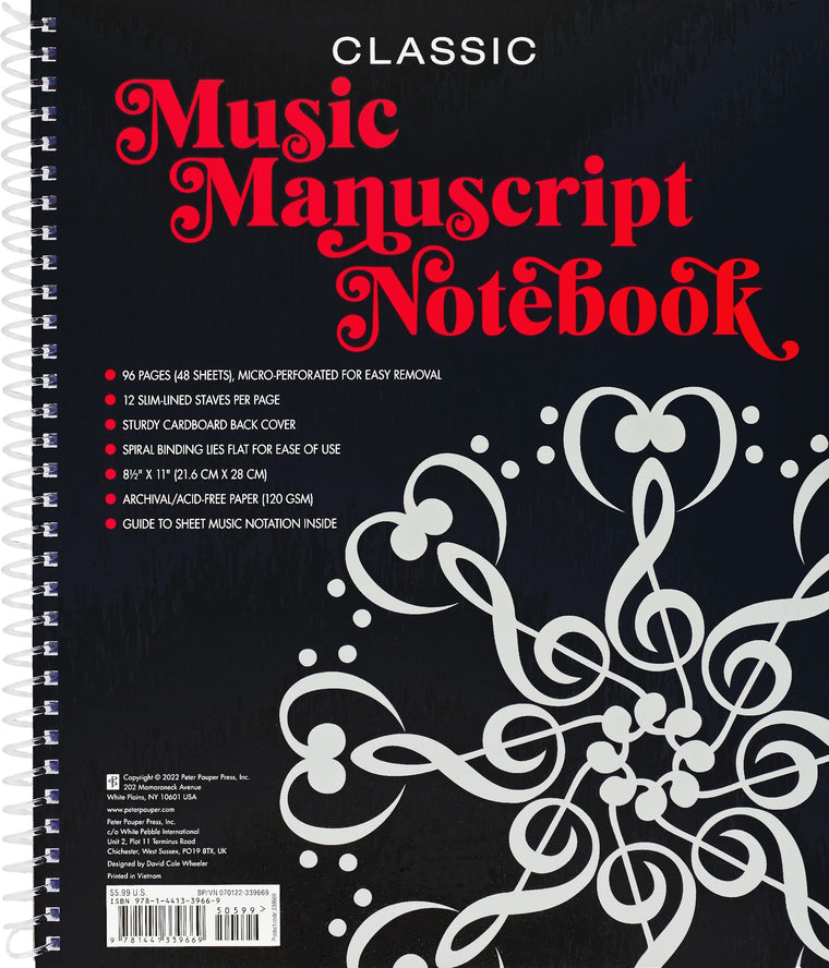 Music Manuscript Notebook (Regular Staff. Perforated Pages for easy removal.)