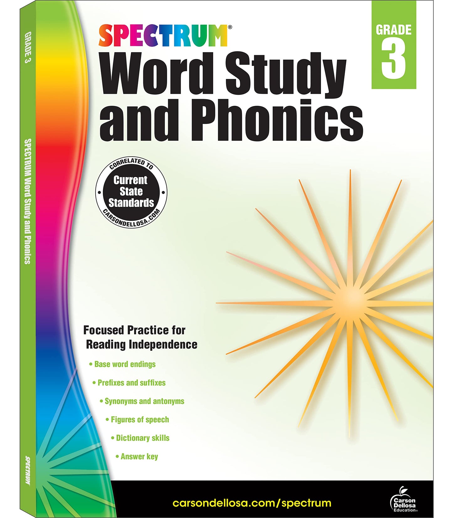 Spectrum Word Study 3rd Grade Workbook, Ages 8 to 9, Grade 3 Word Study, Phonics, Blends and Diagraphs, Vocabulary Builder, Dictionary Skills, Synonyms and Antonyms - 168 Pages